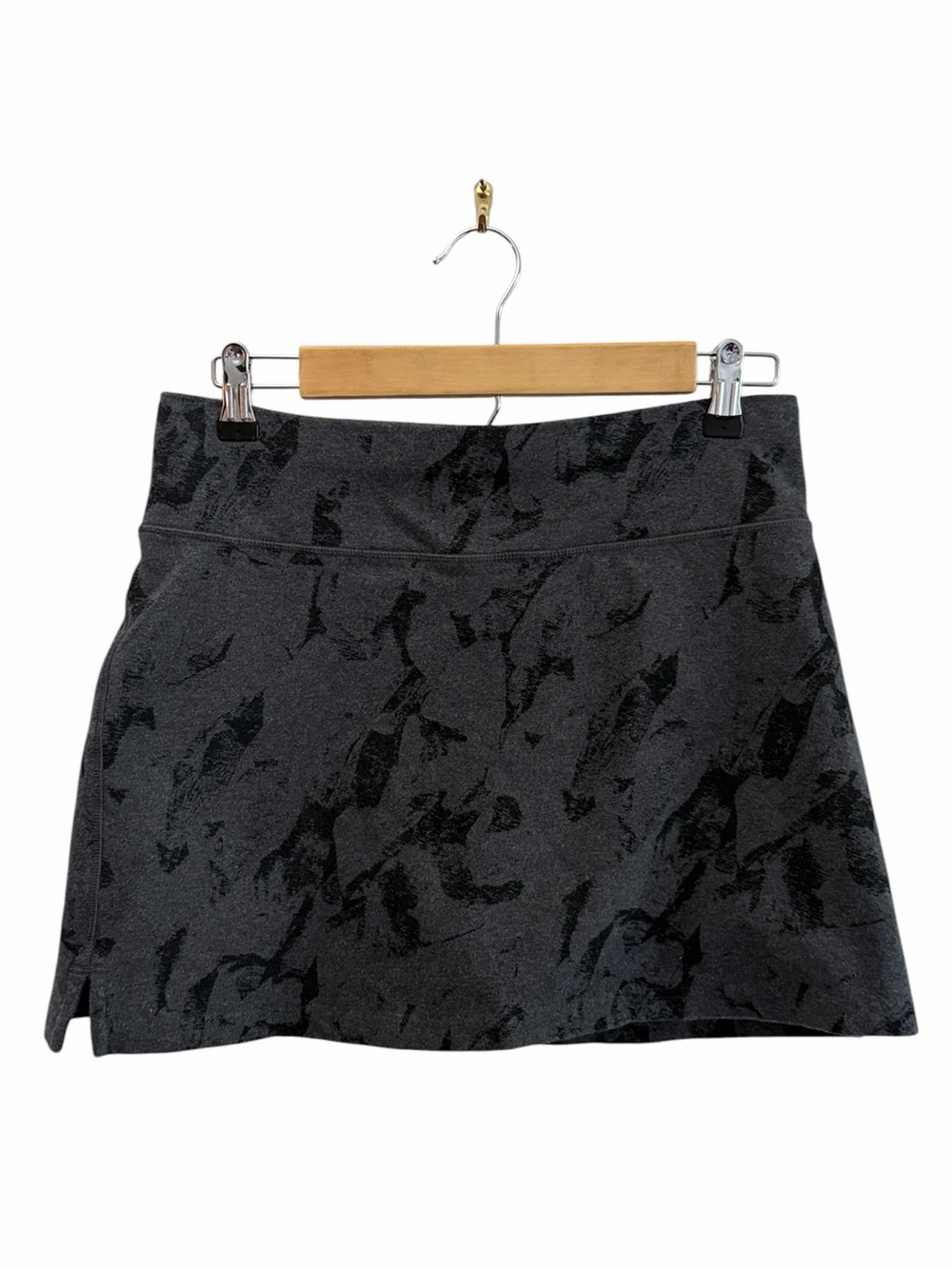 Pact Organic Cotton Blend Dark Gray Patterned Athletic Tennis Skort Medium